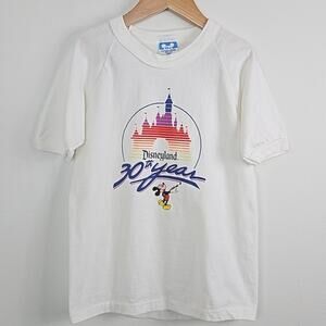 Disney‎ Disneyland Vintage 80s 30th Anniversary White T-Shirt Youth Large